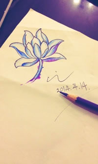 彩色莲花纹身手稿图案