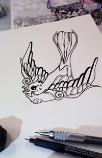 燕子纹身手稿图片