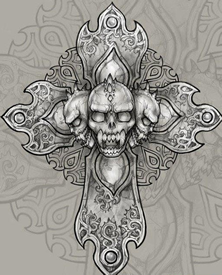 十字架骷髅纹身手稿图片