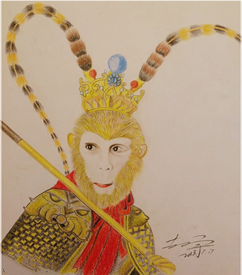 彩色个性齐天大圣孙悟空纹身手稿图片