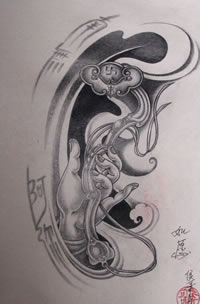 如意纹身手稿图案