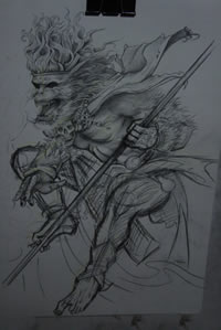 霸气齐天大圣孙悟空纹身手稿图片