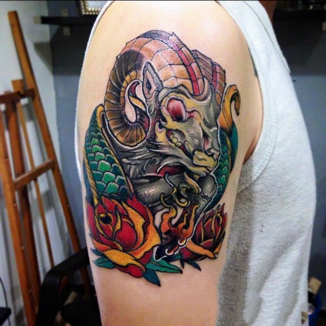 摩羯座纹身图案   形态各异的摩羯座纹身图案