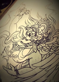 宗教泰国佛像纹身手稿图片