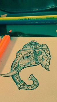 小象个性纹身手稿图片