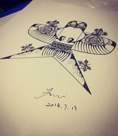 黑灰燕子风筝纹身手稿图案