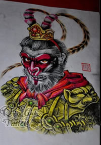 美猴王孙悟空纹身手稿图片