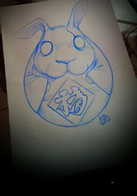 卡通兔子纹身手稿图片