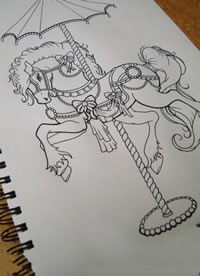 旋转木马纹身手稿图片