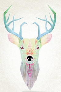 个性彩色羚羊纹身手稿图案