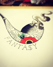 彩色个性烟斗纹身手稿图案