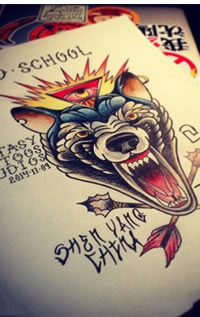 豹子上帝之眼纹身手稿图案