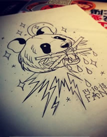 熊猫纹身手稿图案