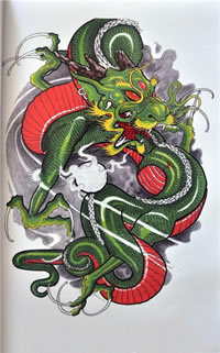 包腿包臂四圣兽之青龙手稿纹身图案