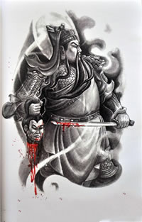 包腿包臂武圣关云长关羽手稿纹身图案