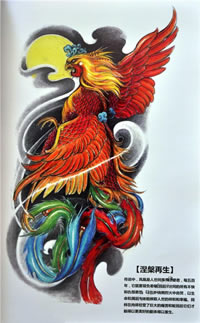 涅槃再生凤凰纹身手稿图案