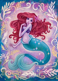 彩色个性美人鱼纹身手稿图片