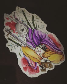 彩色卡通兔子纹身手稿图案