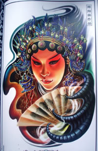 分享一款花旦纹身图案