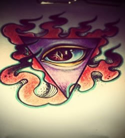 彩色个性上帝之眼纹身手稿图片