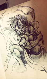 雷神纹身手稿图片