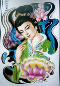 一款彩色仙女纹身图案