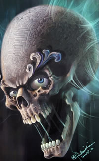 一张恐怖的骷髅纹身图案