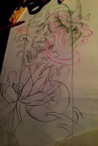 般若莲花纹身手稿图片