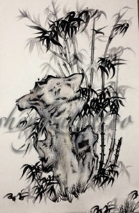 竹子纹身手稿图案