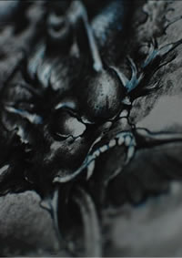 水墨手绘魔鬼纹身图案