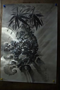 竹子连理貔貅纹身图案
