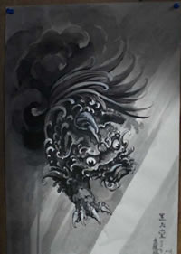 上古神兽螭吻纹身图案