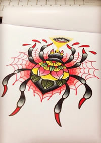 彩色个性蜘蛛手稿图案