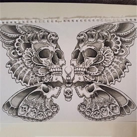 个性骷髅蝴蝶纹身图片