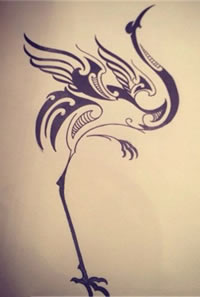 图腾鹤纹身手稿图案