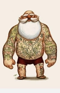 老头麋鹿卡通纹身手稿纹身图案