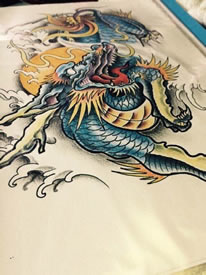 彩色麒麟纹身手稿图案