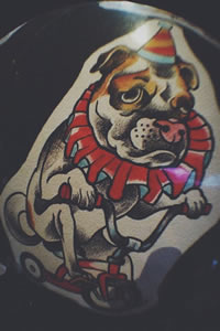 水彩卡通沙皮狗纹身图案