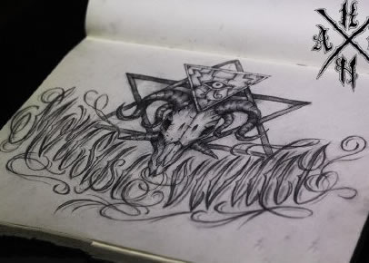 羚羊上帝之眼字母纹身手稿图案