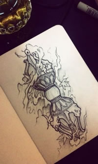 金刚杵纹身手稿图案