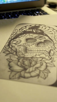 嘎巴拉玫瑰纹身手稿图案