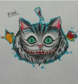 邪恶的猫咪纹身手稿图案