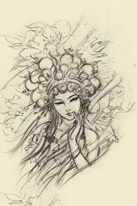 花旦纹身手稿图案