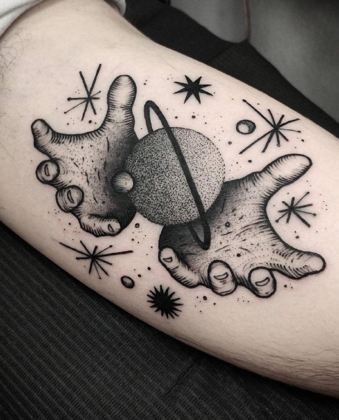 一组腿部优秀的黑灰点刺纹身作品欣赏