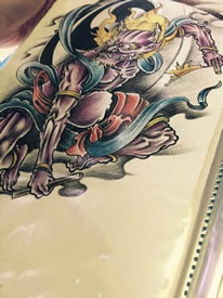 彩色个性风神纹身手稿图案