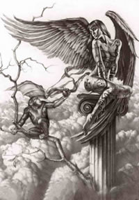 天使猴子纹身手稿图案