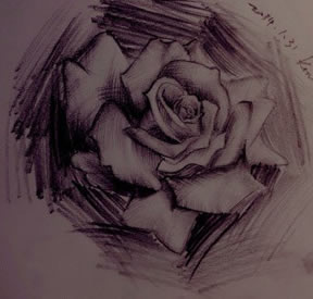 素描黑灰玫瑰花纹身手稿图片