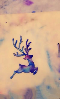 彩色星空羚羊纹身图案