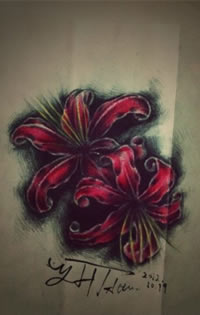 彼岸花纹身手稿图片