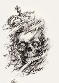 骷髅戴皇冠纹身图案